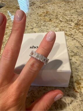 Silver Emerald-Cut Crystal Eternity Band - Clear Silver. Hardly worn at all